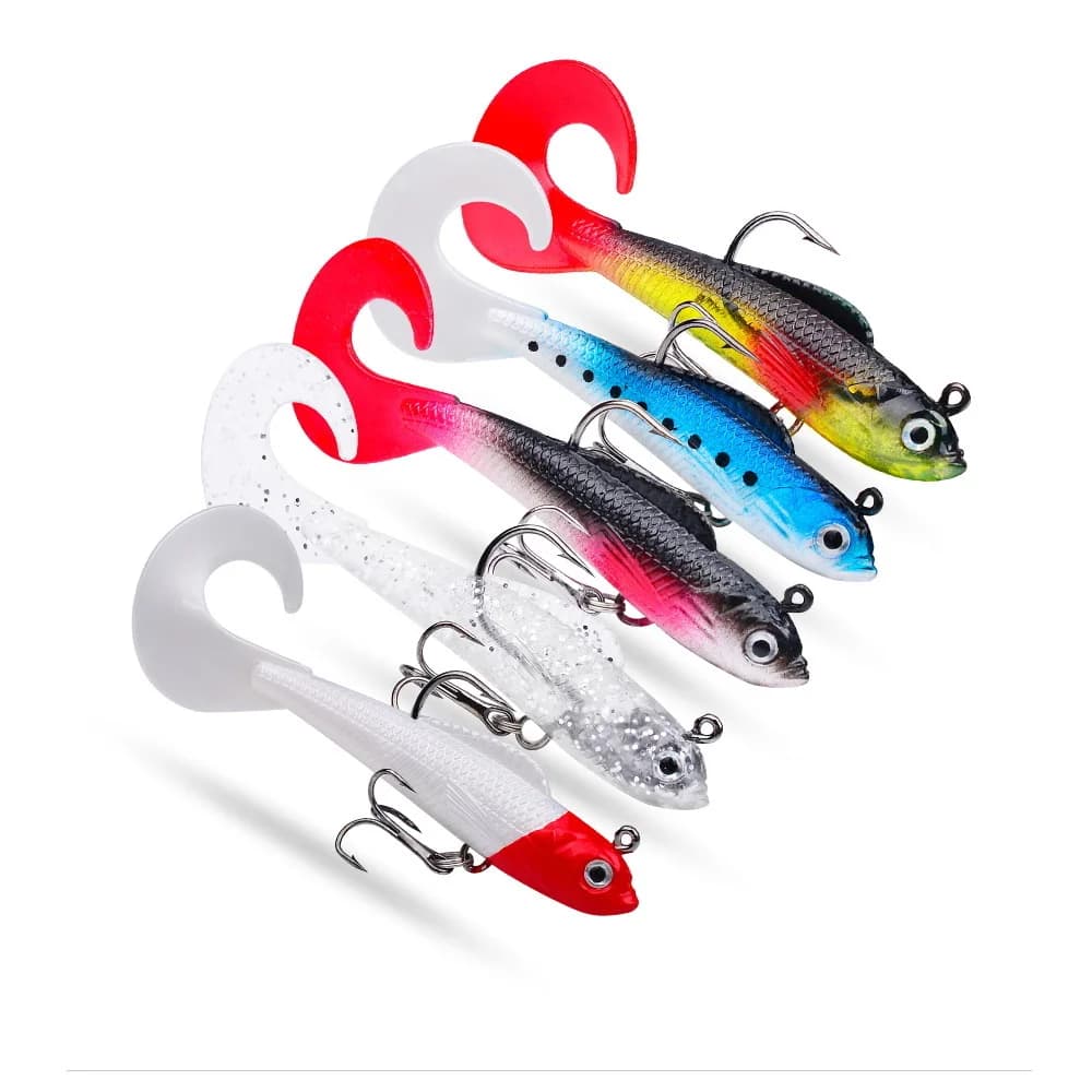 Leurre souple leurre pêche 75mm 85mm appât artificiel nageur coulé queue en T pour brochet perche