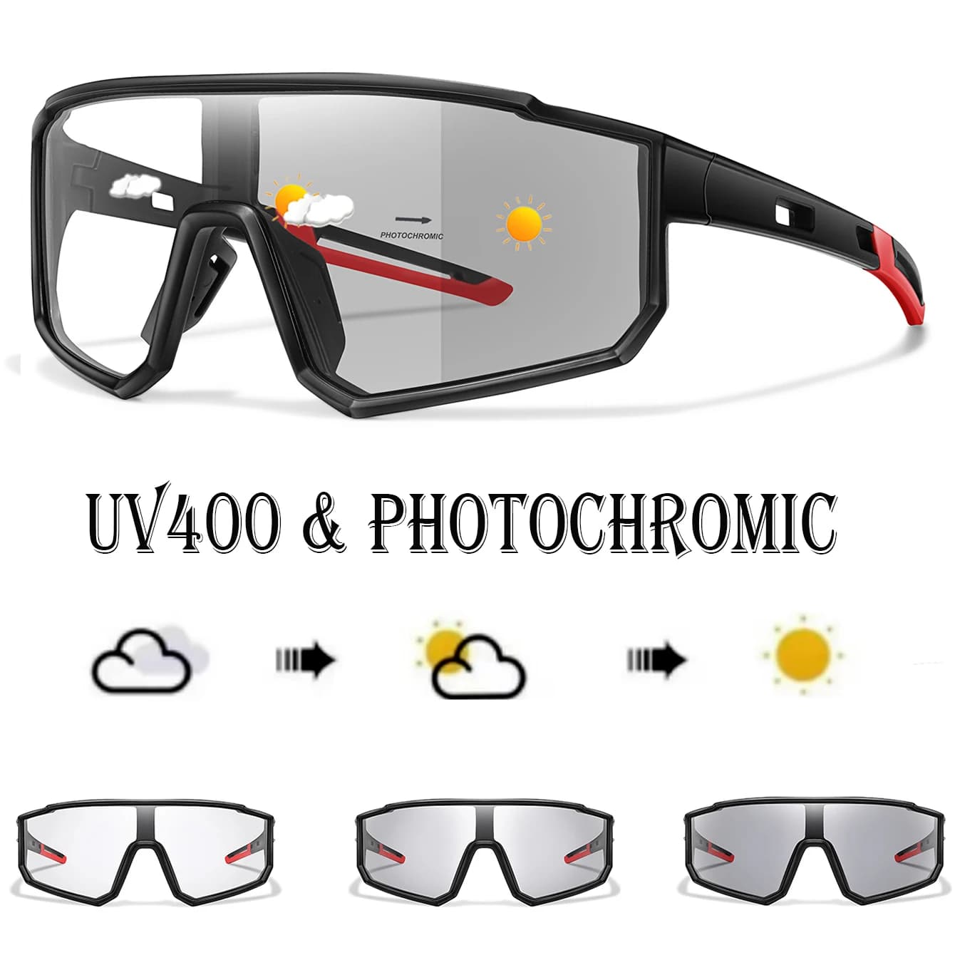 Lunettes photochromiques pour pêche vélo VTT - Confortables anti-vent - Homme Femme unisexe