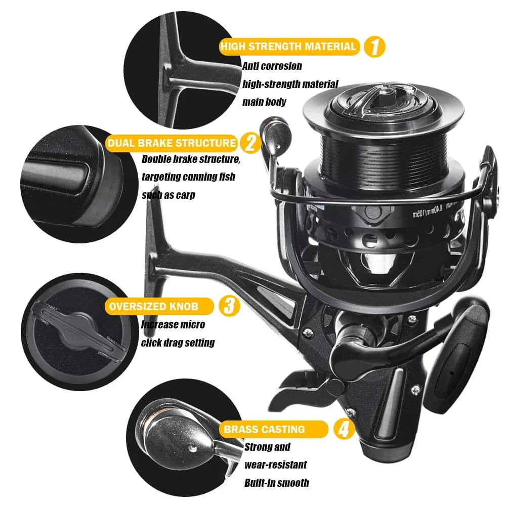 Moulinet carpe spinning double drag 12-15kg - Molinete carretilha carpe mer accessoires pêche
