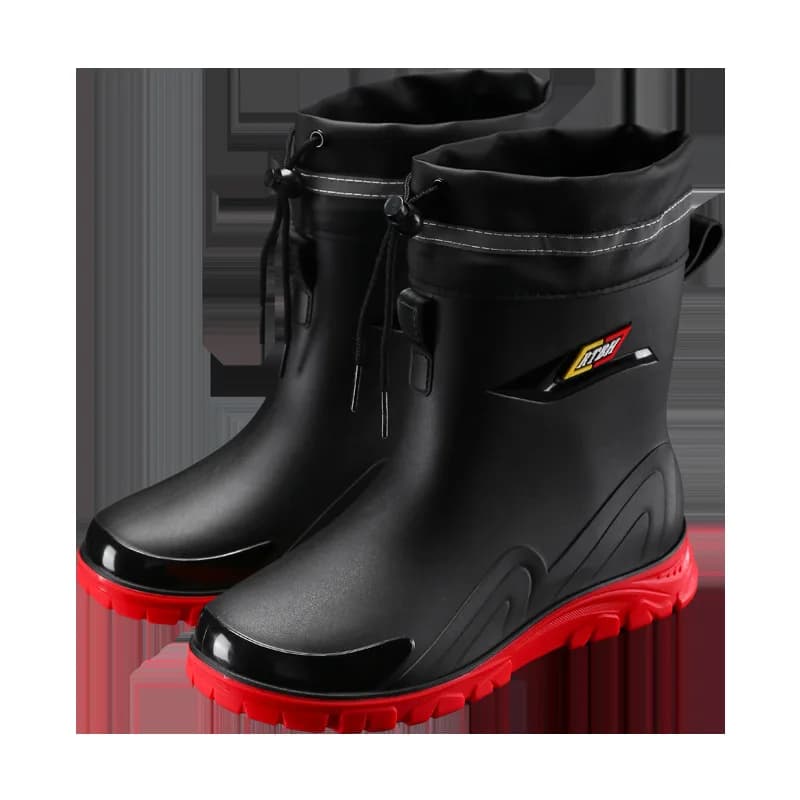 Bottes de pêche imperméables doublées polaire avec lacets - Chaussures de travail antidérapantes extérieur