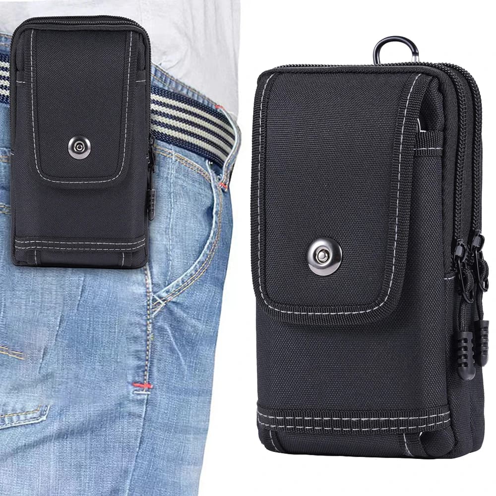 Sac ceinture tactique double couche avec poche téléphone - banane EDC pêche chasse randonnée