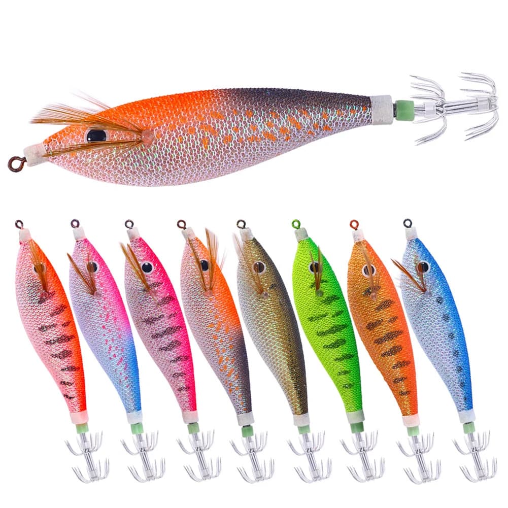 Hameçon calamar lumineux 11cm/13.4g - Leurre crevette poulpe seiche - Plomb pêche nocturne