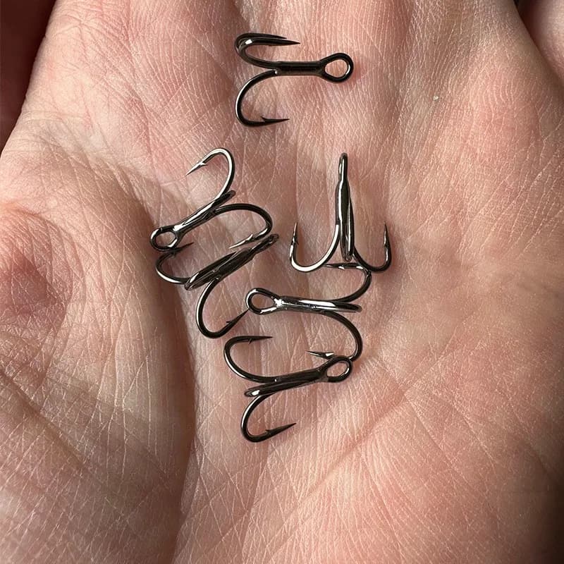 50 hameçons triple acier carbone noir nickel - Pointes ultra-affûtées pour pêche professionnelle