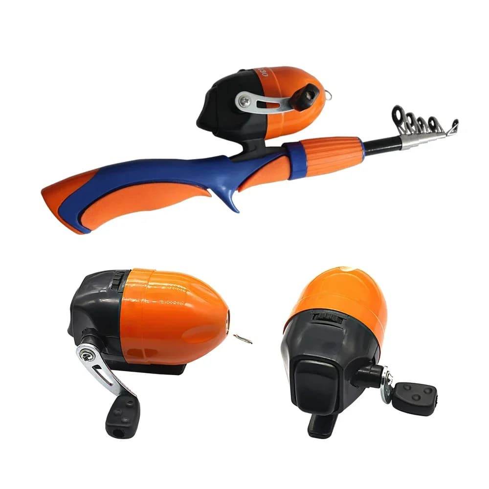 Canne pêche carbone super rigide 1.1-1.3m avec moulinet - set complet pêche bateau glace leurre