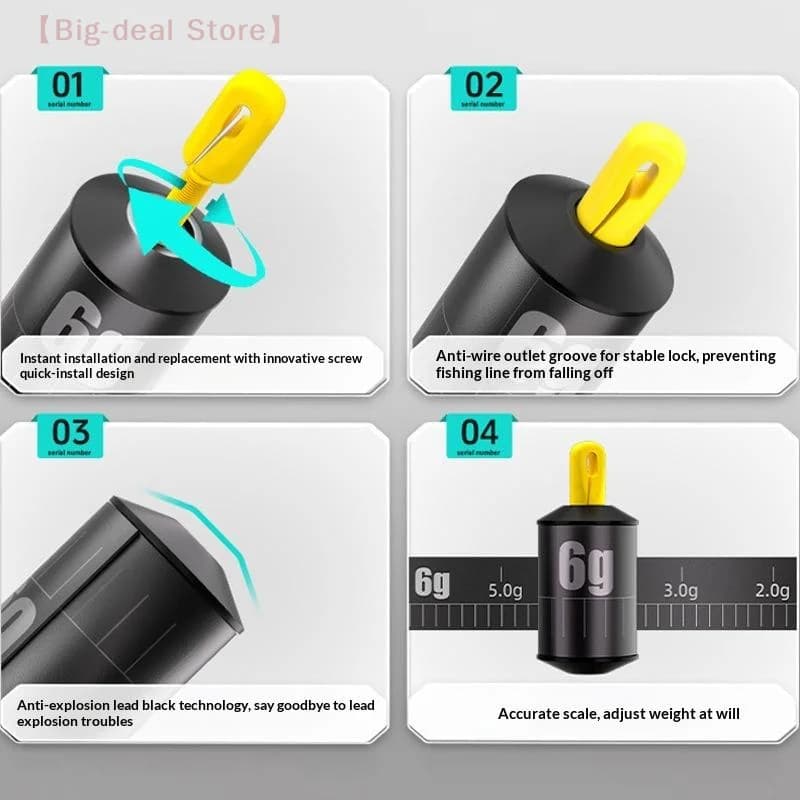 5 plombs pêche ajustables M - Système d'alerte proportionnel avec échelle cylindrique compacte