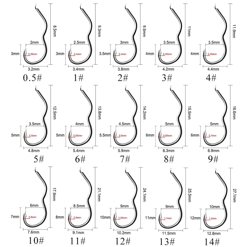 20 hameçons automatiques à bascule 1-14 pour carpe, acier carbone anti-décrochage à double courbure et ardillon ultra tranchant
