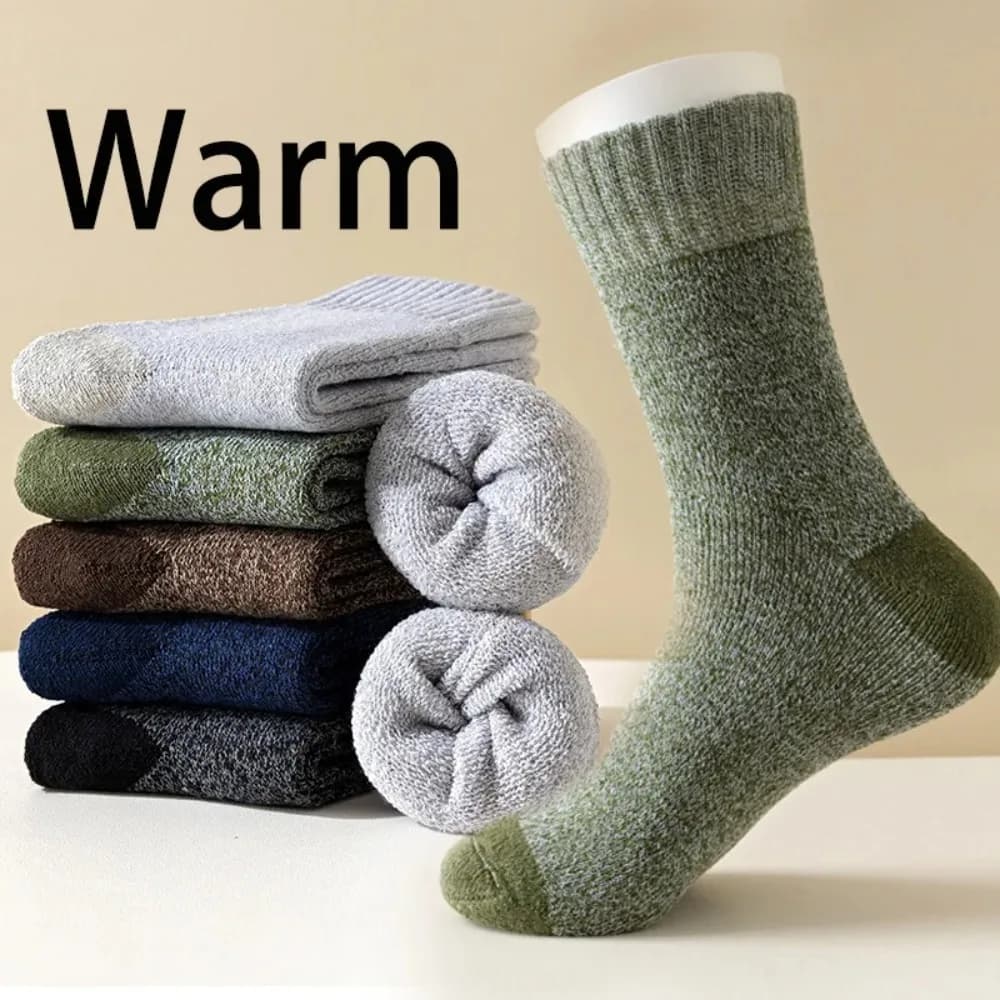 5 paires chaussettes randonnée laine mérinos super épaisses temps froid pêche hivernale