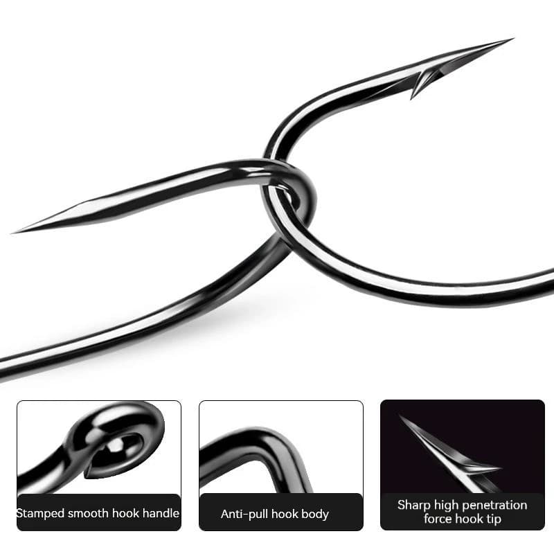 10 hameçons offset pour leurres souples - acier haute carbone pour silure et bass fishing
