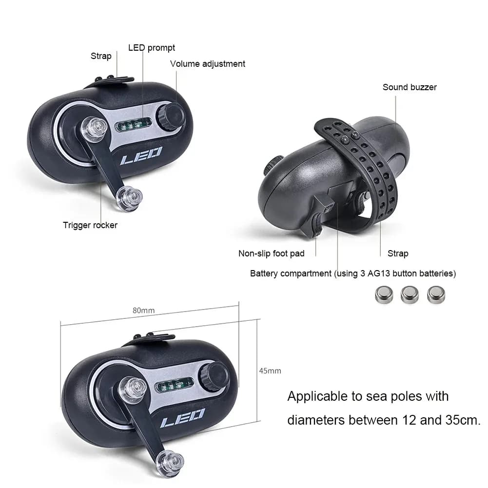 Alarme de touche carpe son et lumière - Détecteur électronique avec clip et batterie pour pêche nocturne