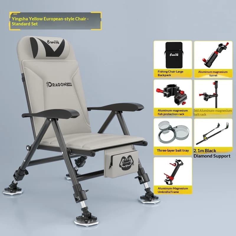 Fauteuil de pêche pliant réglable rembourré tout-terrain pour camping plage et extérieur