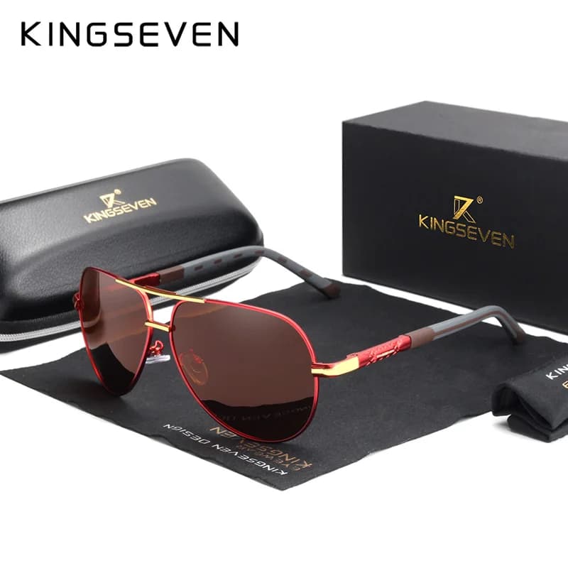 Lunettes de soleil vintage aluminium polarisées KINGSEVEN pour pêche - Verres traités conduite classique homme femme