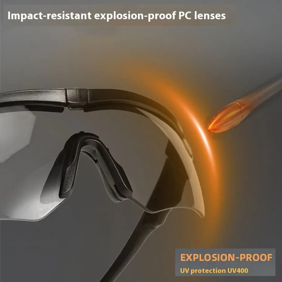 Lunettes tactiques 2.0mm anti-vent poussière pour CS randonnée pêche - protection UV400