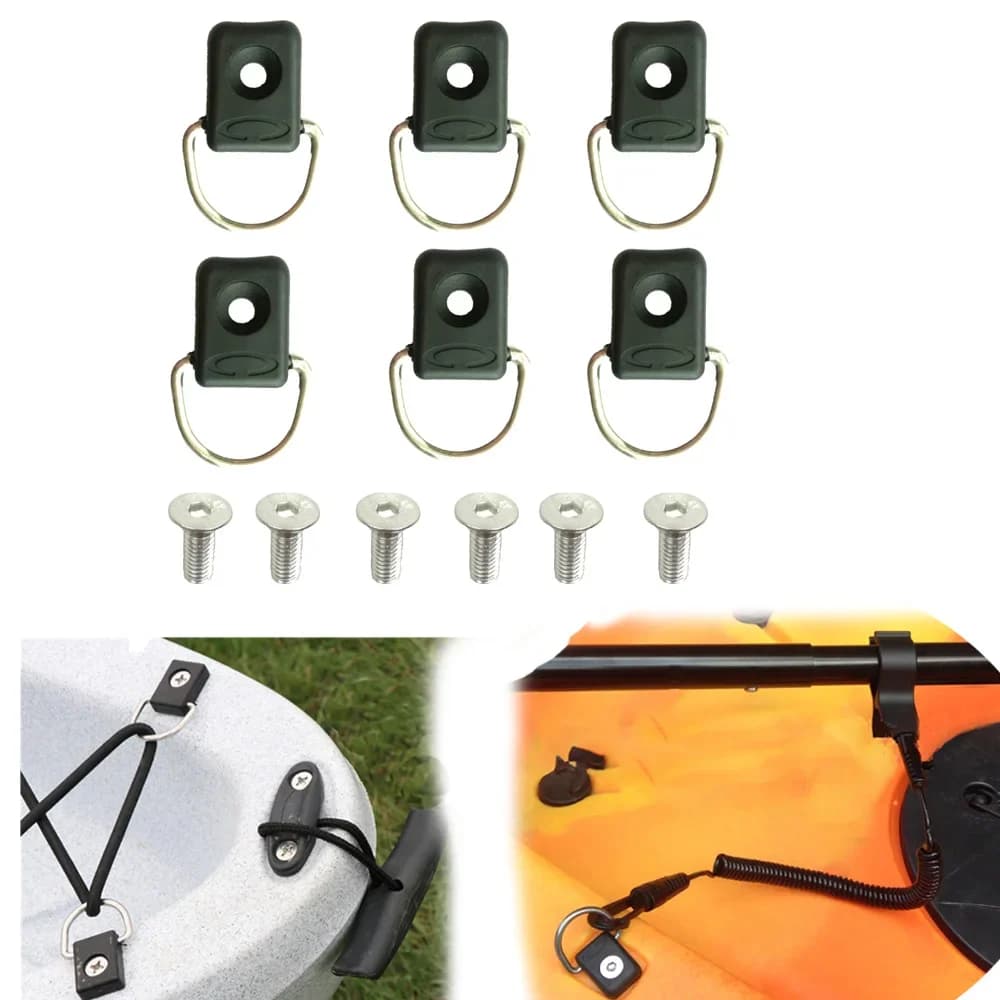 Kit 6 anneaux D pour kayak de pêche - Installation facile pour équipement, cannes et accessoires de pêche
