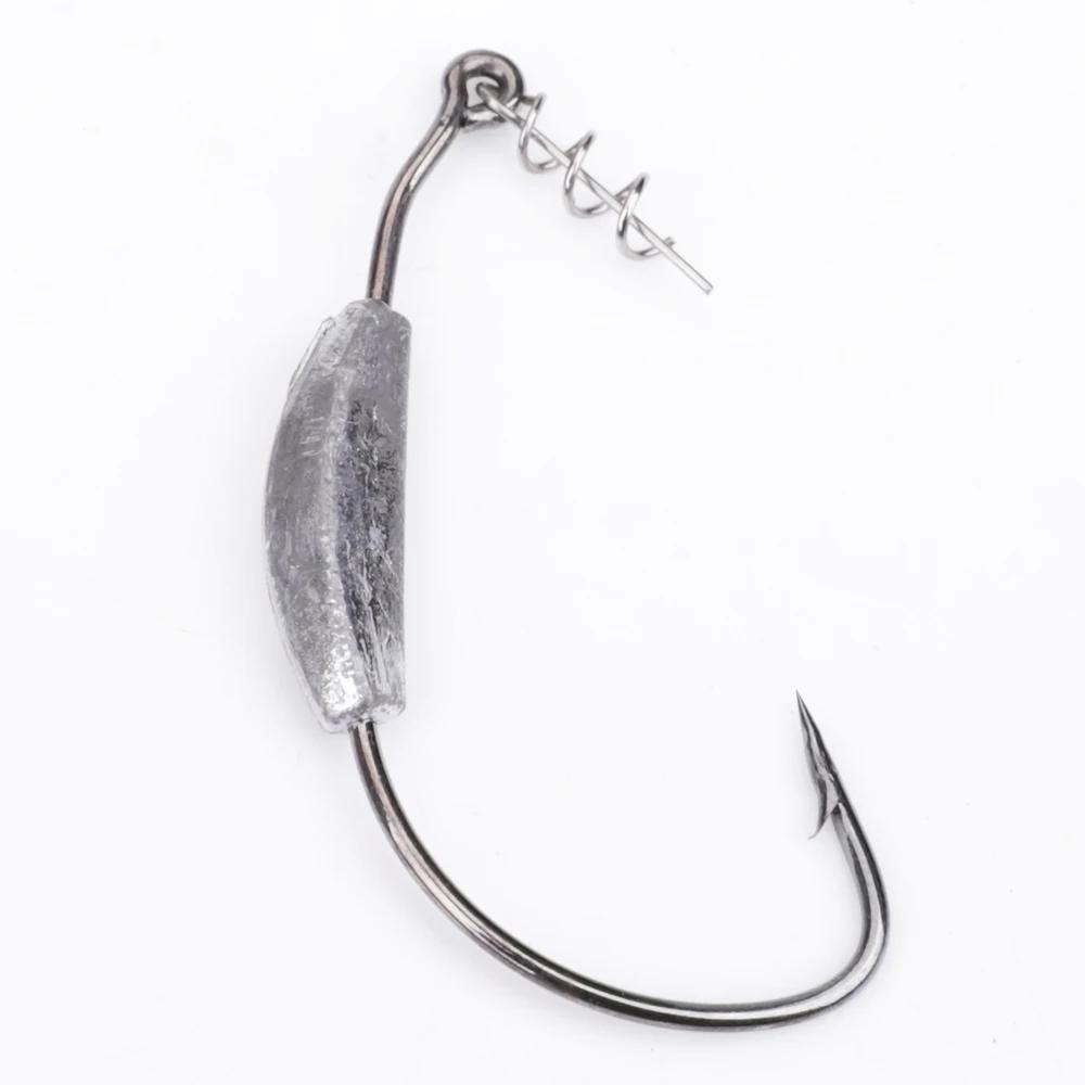 5 Hameçons Offset Poids Intégré FISH KING 2g-7g pour Texas Rig - Pêche Leurres Souples