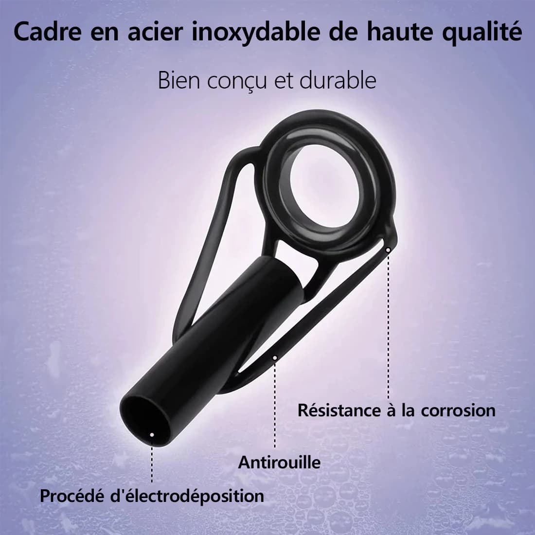 Kit réparation 5 guides et pitons canne pêche acier céramique 1.8-8.0mm - Remplacement building