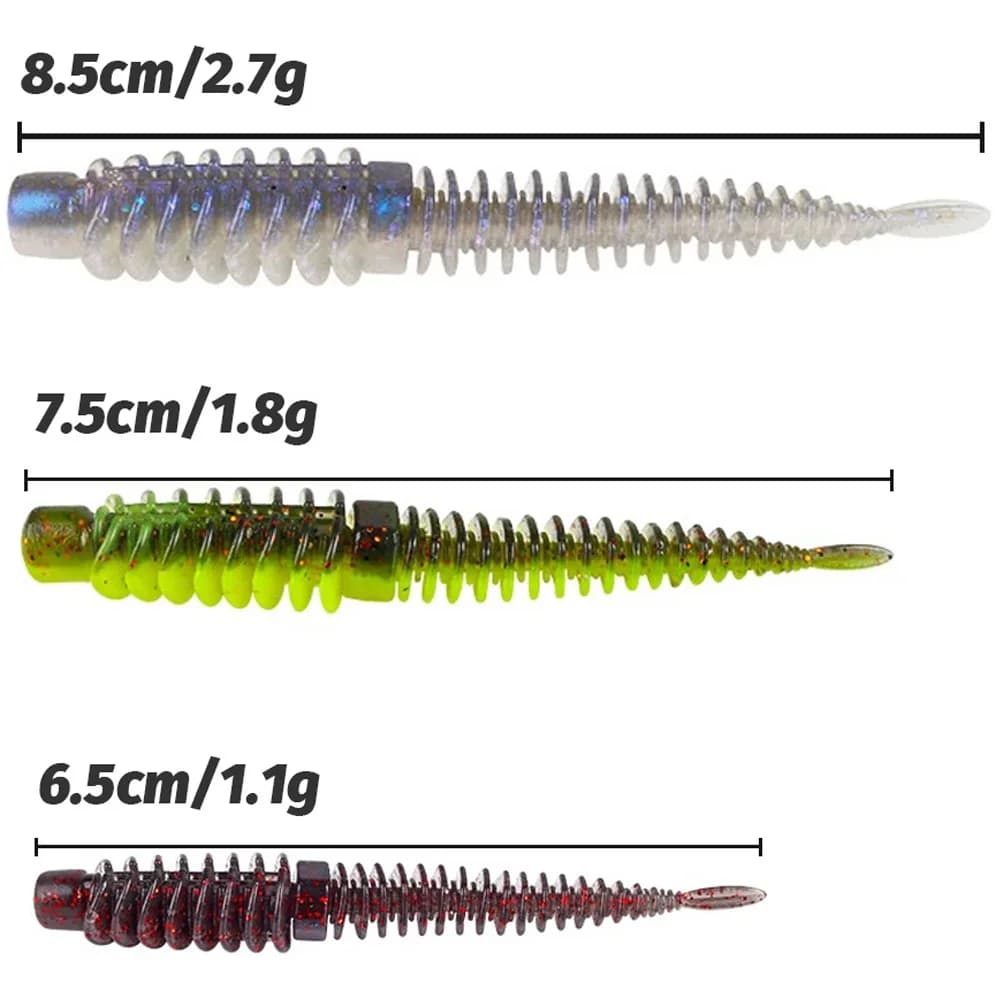 10 leurres souples TPE 6.5cm à 8.5cm pour pêche de la carpe - Kit appâts aromatisés avec hameçons