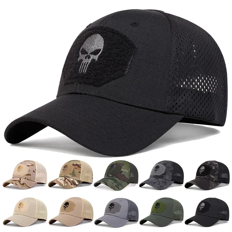 Casquette baseball unisexe broderie crâne pêche printemps automne réglable protection UV