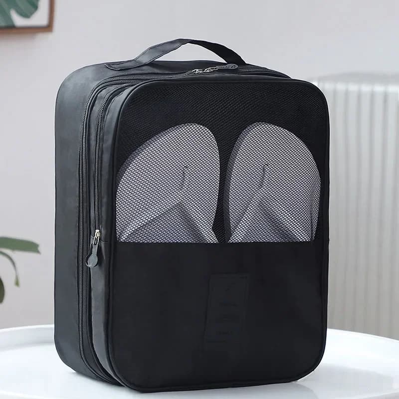 Sac à chaussures voyage 3 compartiments portable - Organisateur produits toilette sous-vêtements accessoires