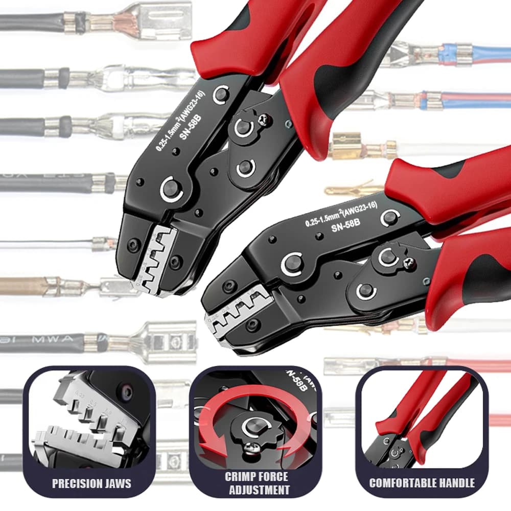 Pince à sertir ratchet professionnelle pour connecteurs Dupont JST Molex pêche
