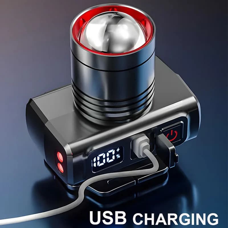 Frontale LED rechargeable zoomable étanche ultra-lumineuse - Excellence pour pêche et camping
