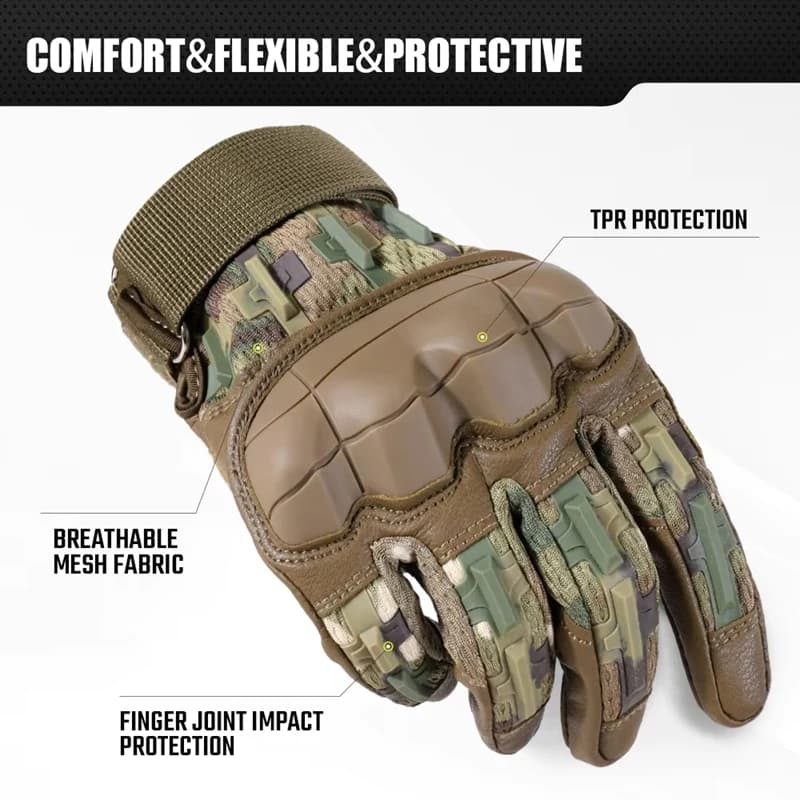 Gants vélo tactiques cuir PU écran tactile pour pêche chasse randonnée sports outdoor