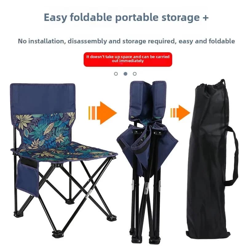 Chaise pliante légère avec dossier pour pêche et pique-nique - Transport facile camping plage extérieur