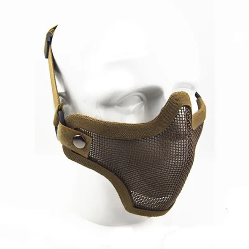 Masque camouflage tactique demi-visage maillage acier pêche chasse airsoft protection strike