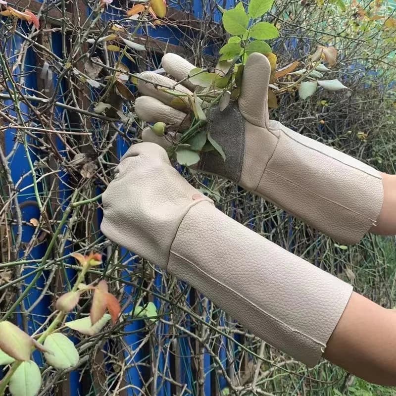 Gants de pêche professionnels cuir vachette imperméables résistants aux perforations jardinage