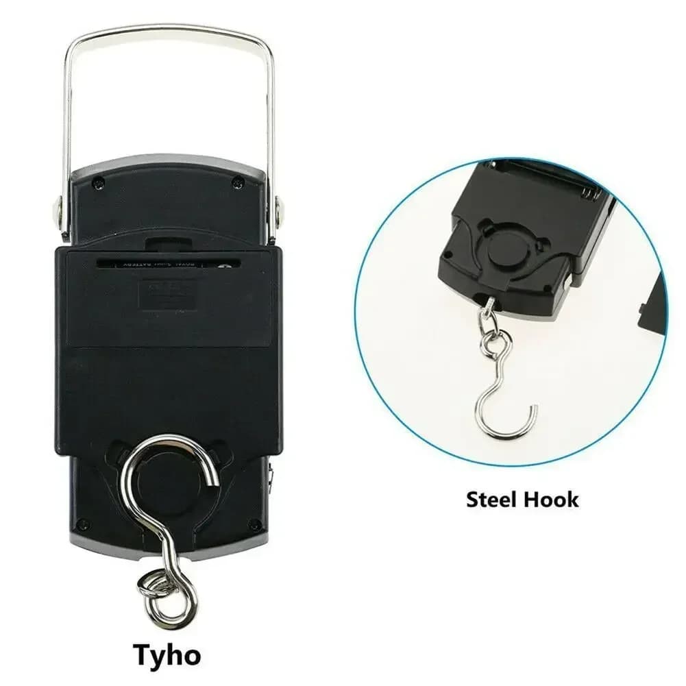 Mini balance numérique pêche 50kg avec mètre ruban - Écran LCD rétroéclairé pour mesures complètes
