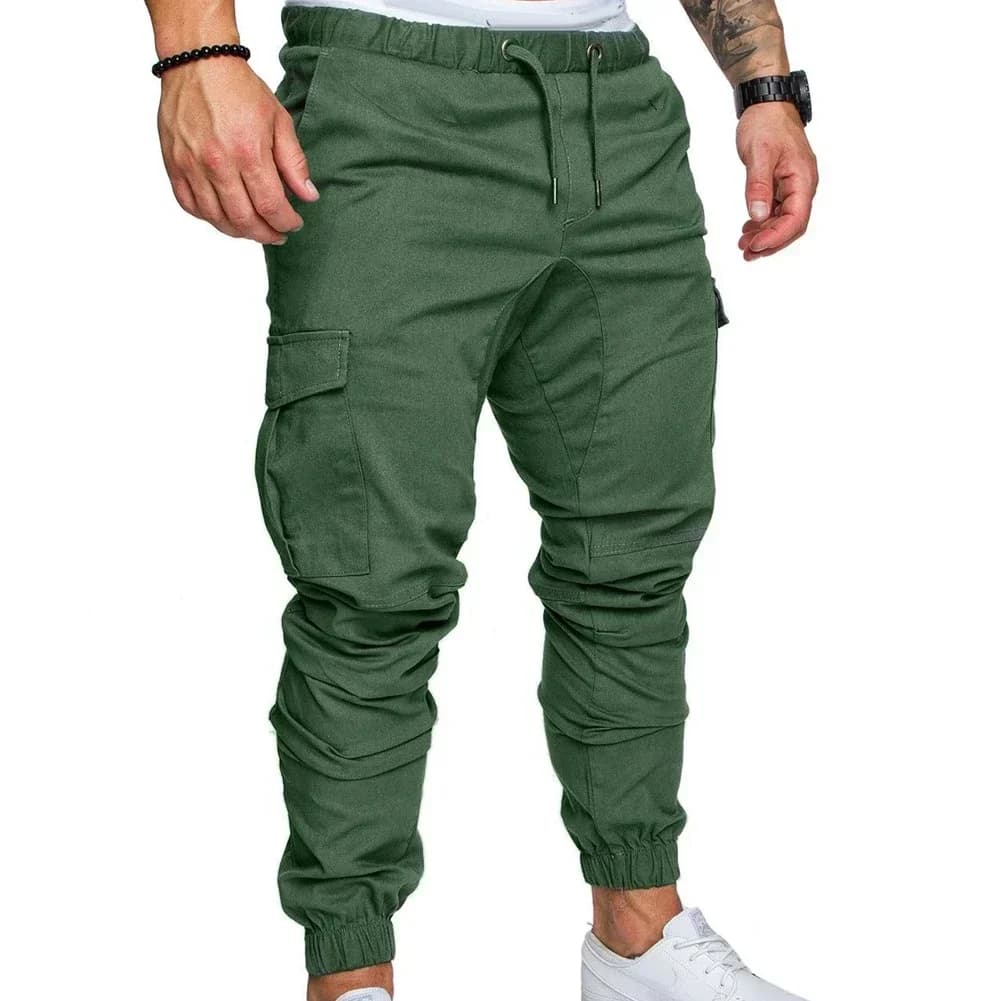 Pantalon printemps automne homme réglable cordon pêche poches ajustables slim fit rayé jogging