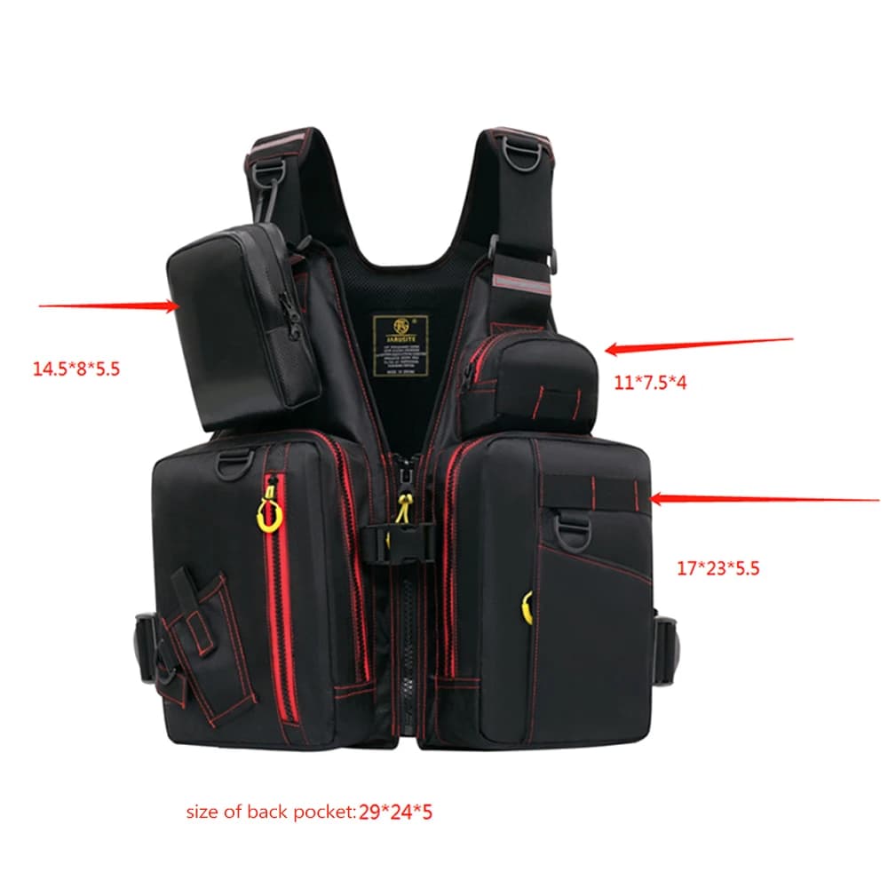 Gilet de sauvetage multi-poches pêche sécurité flottant matériaux gonflables rangement outdoor
