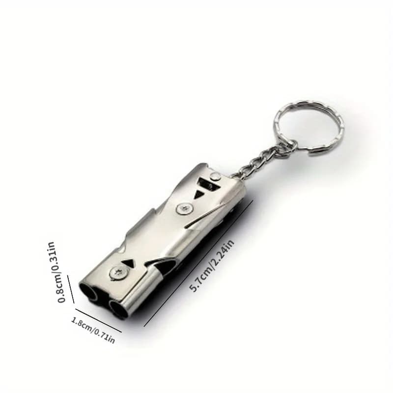 Sifflet inox double tube sauvetage urgence SOS porte-clés pour randonnée camping pêche survie