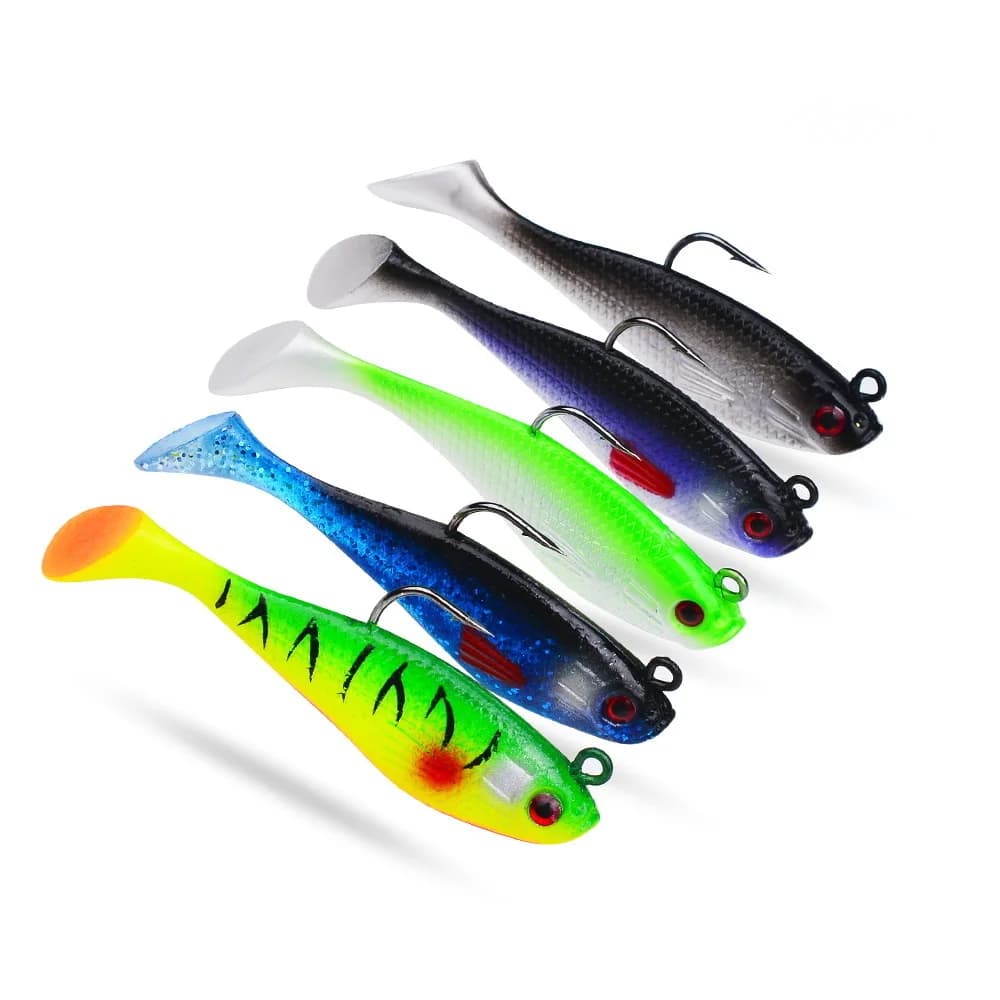 Leurre souple leurre pêche 75mm 85mm appât artificiel nageur coulé queue en T pour brochet perche