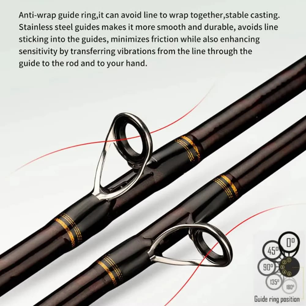 Canne à pêche Octopus Jigging 1.7m Carbone H Power - Pointe Titane 9:1 pour pêche en bateau