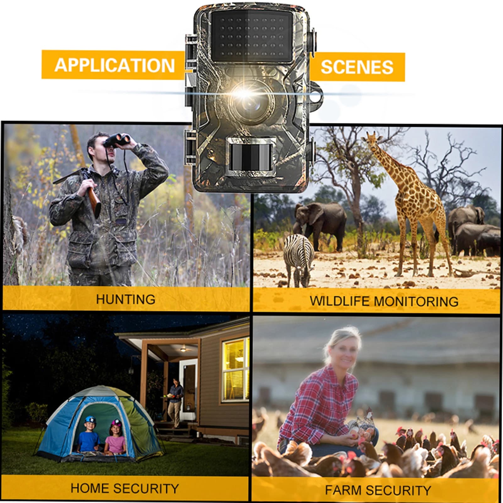 Caméra de chasse Wildlife 16MP 1080P infrarouge étanche IP66 pour observation nocturne des animaux