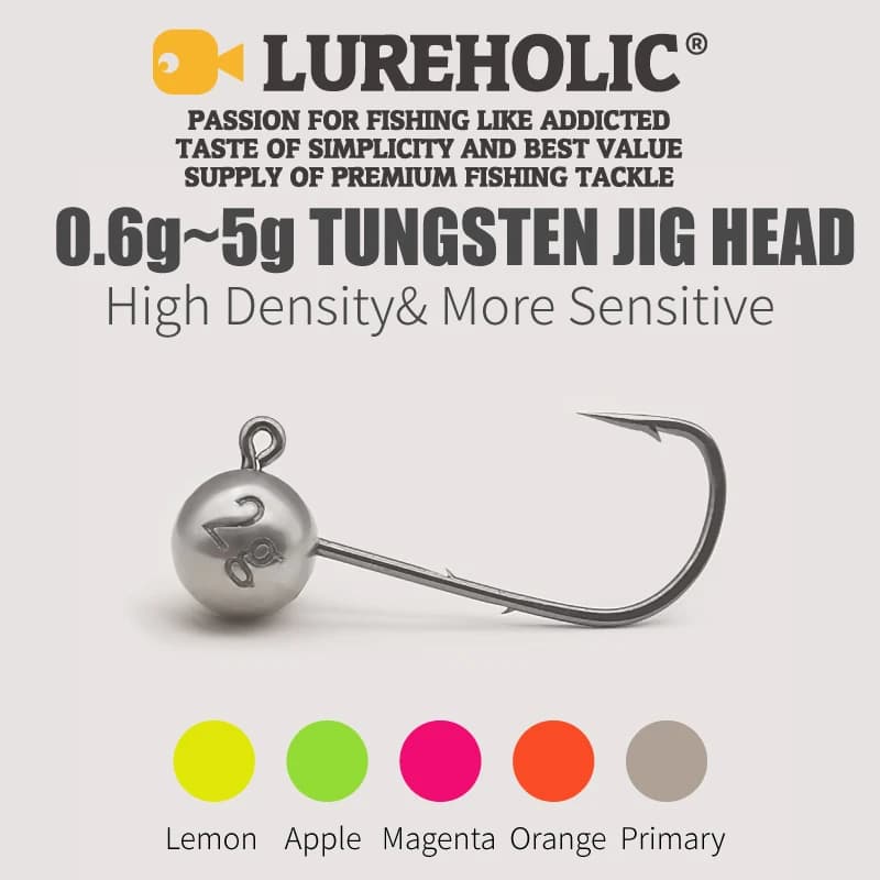 Têtes plombées tungstène 0.6g à 5g avec hameçon Mustad micro pour pêche finesse et leurres souples
