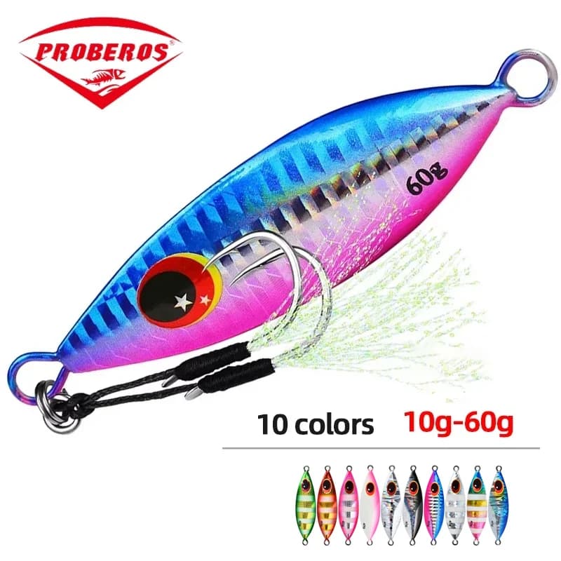 Leurres métal Big Jig 10g à 60g pour pêche en mer, leurres artificiels holographiques pour bar et carnassiers