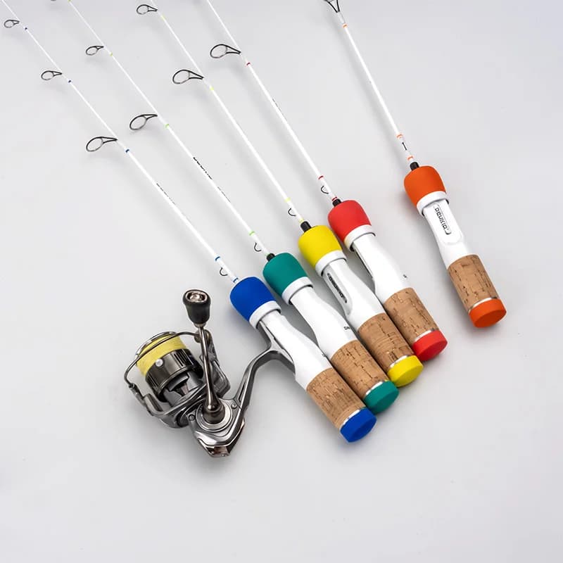Canne à pêche glace carbone 64cm DEUKIO ultra-légère portable 2 sections pour pêche hivernale
