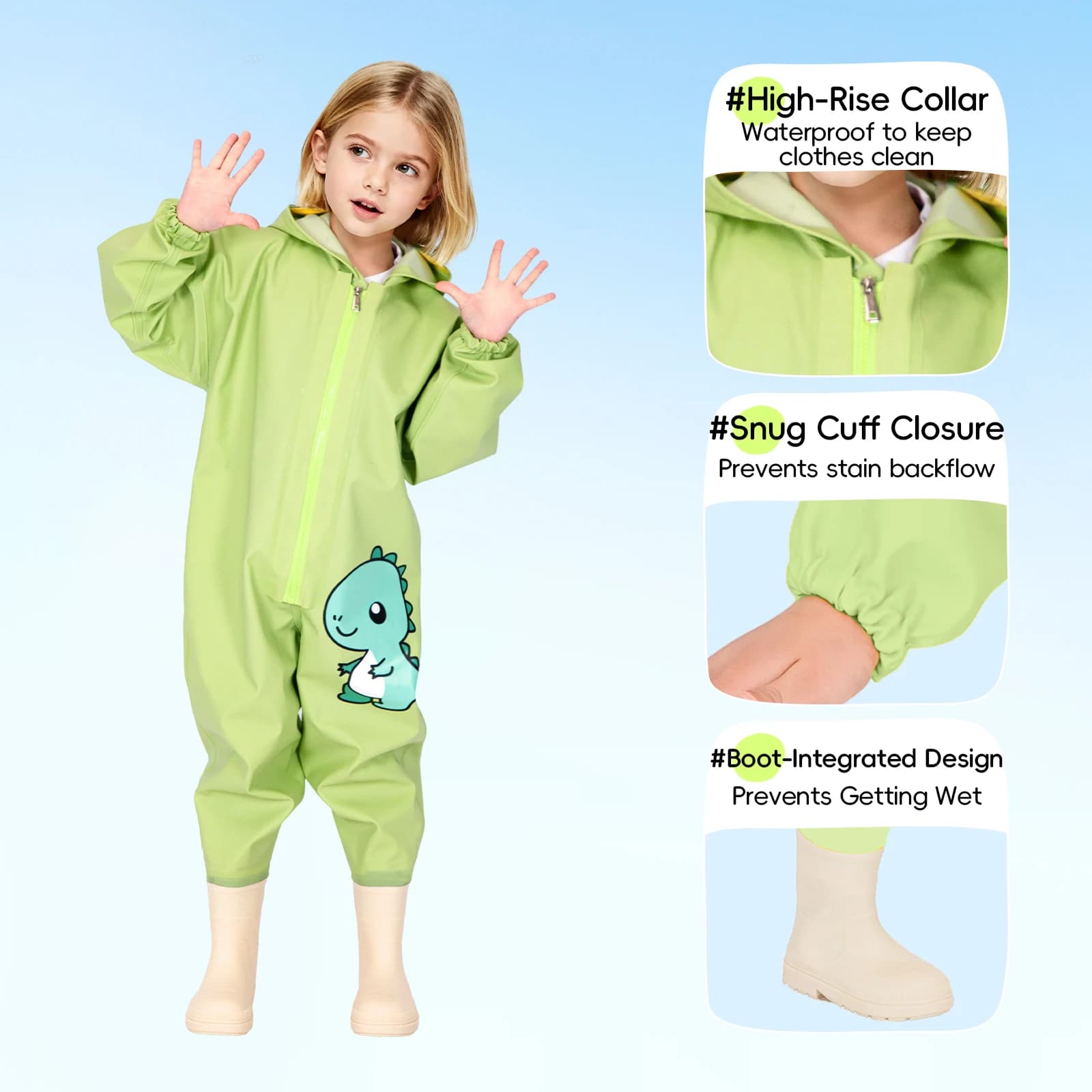 Pantalon pataugeur enfant vert - PVC épais motifs mignons pour plage et activités extérieures