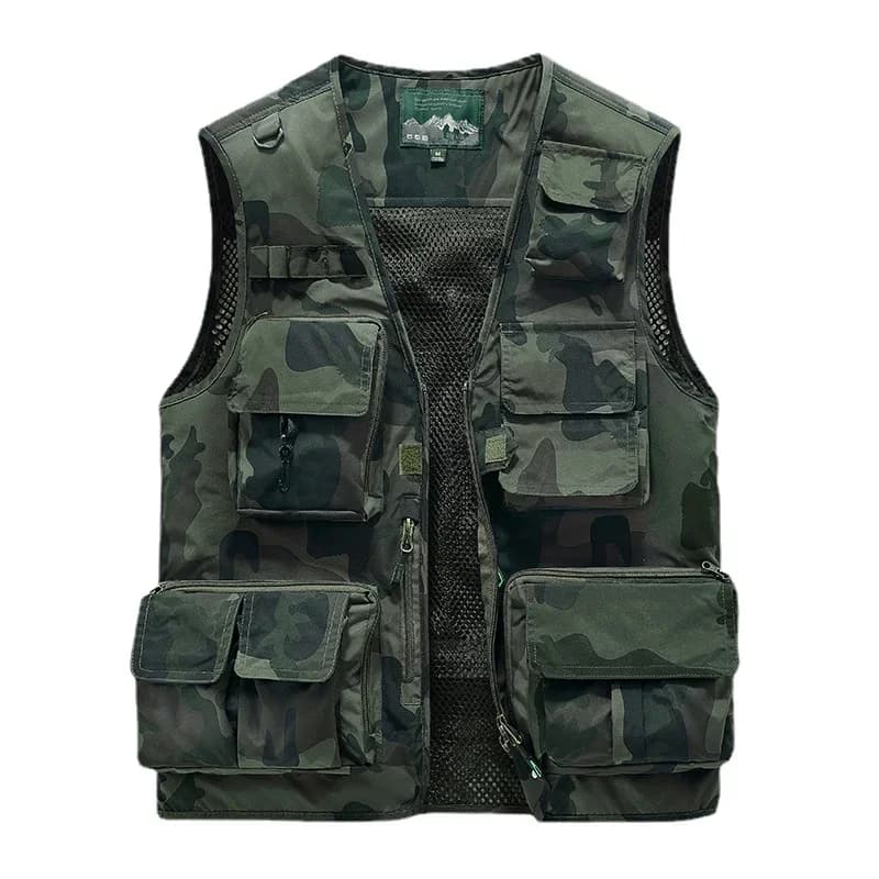 Veste de pêche respirante homme 6XL avec multiples poches pour équipement et photographie