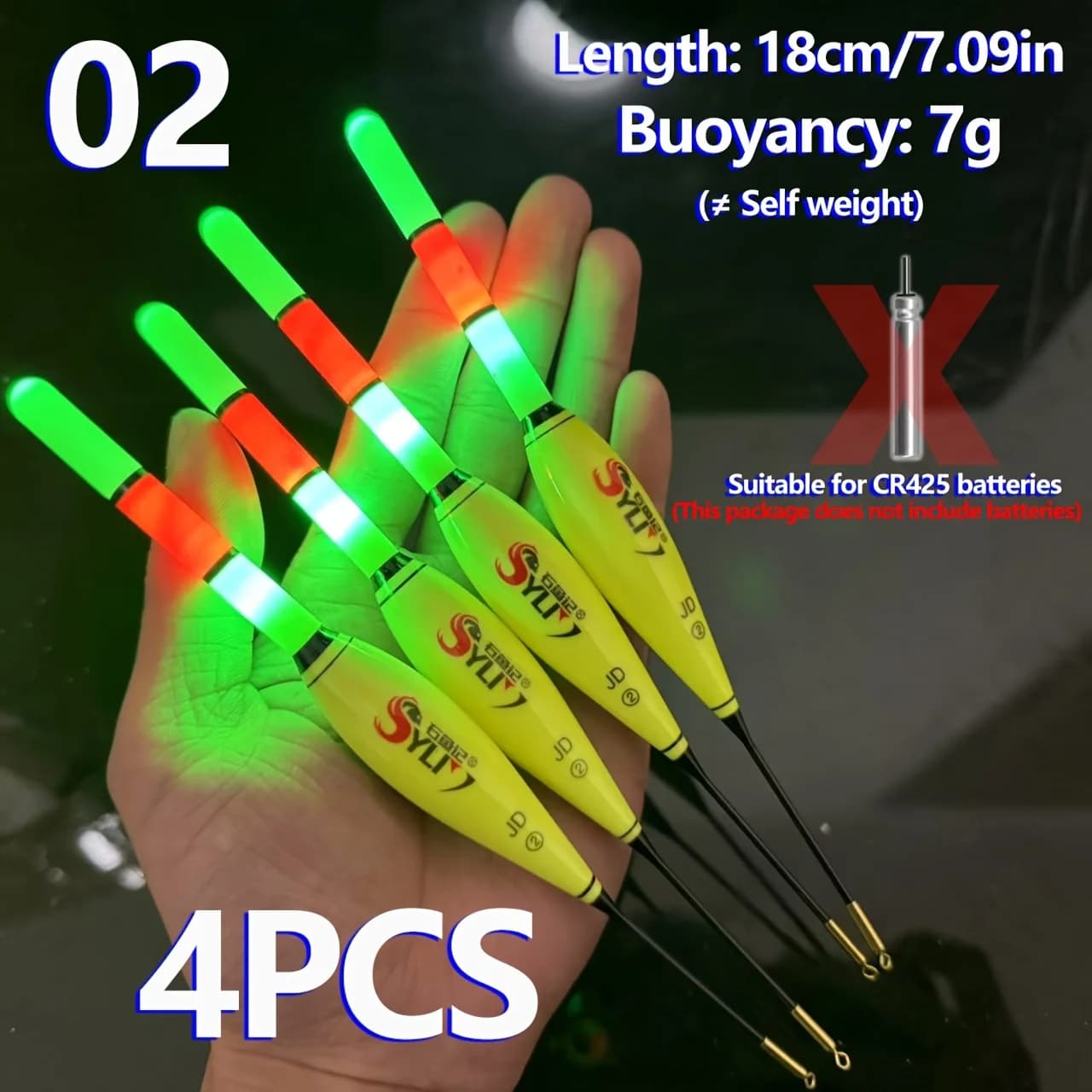 Set 4 flotteurs lumineux pêche carpe européenne nuit visibilité accrue