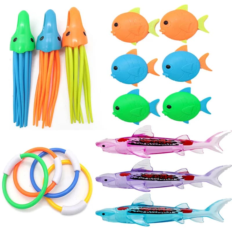 Jeux plongée trésor enfants poissons diamants jouets piscine initiation pêche ludique