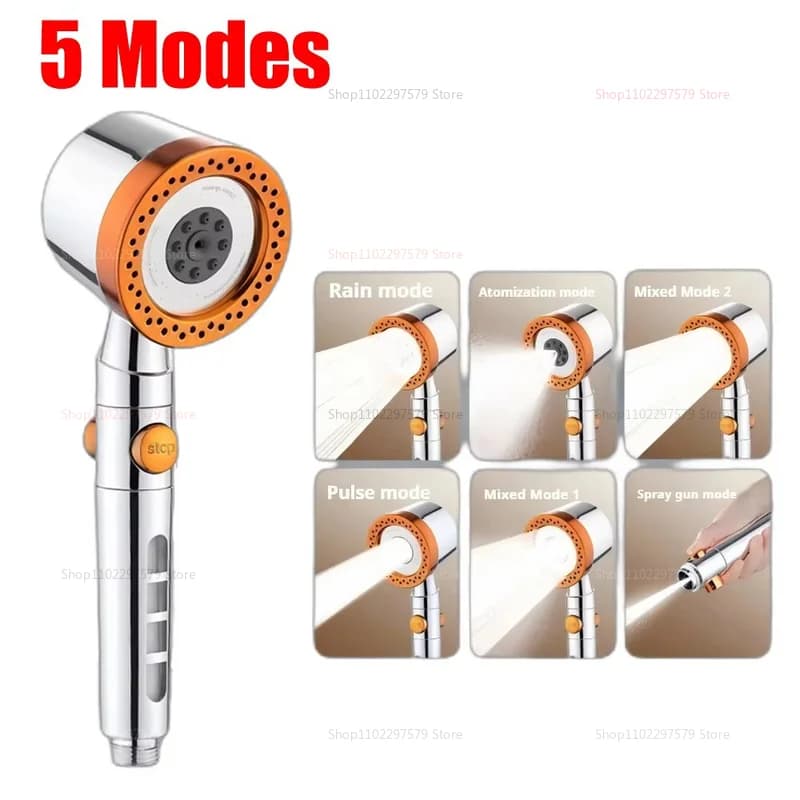 Pommeau de douche portable haute pression 5 modes anti-explosion et anti-chute pour pêche et camping