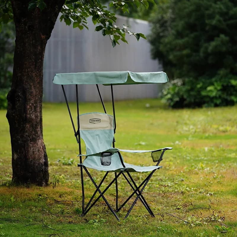 Chaise pêche pliante avec accoudoirs confortable et protection UV pour extérieur