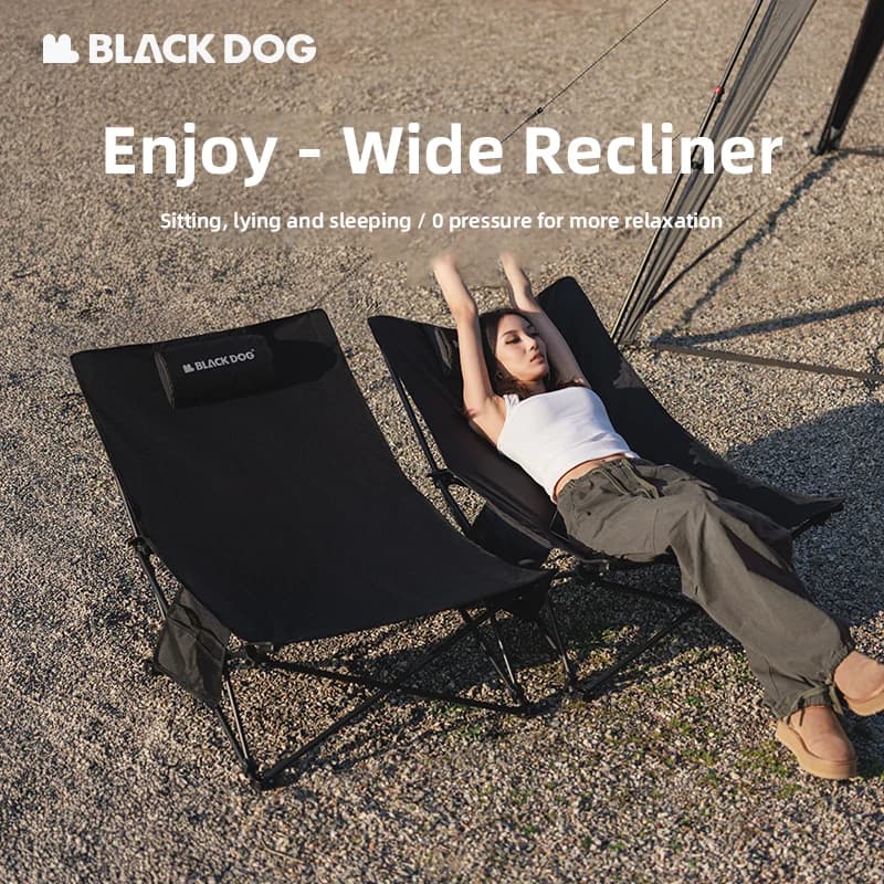 Chaise de pêche relax inclinable avec coussin coton - Siège de repos portable avec rangement