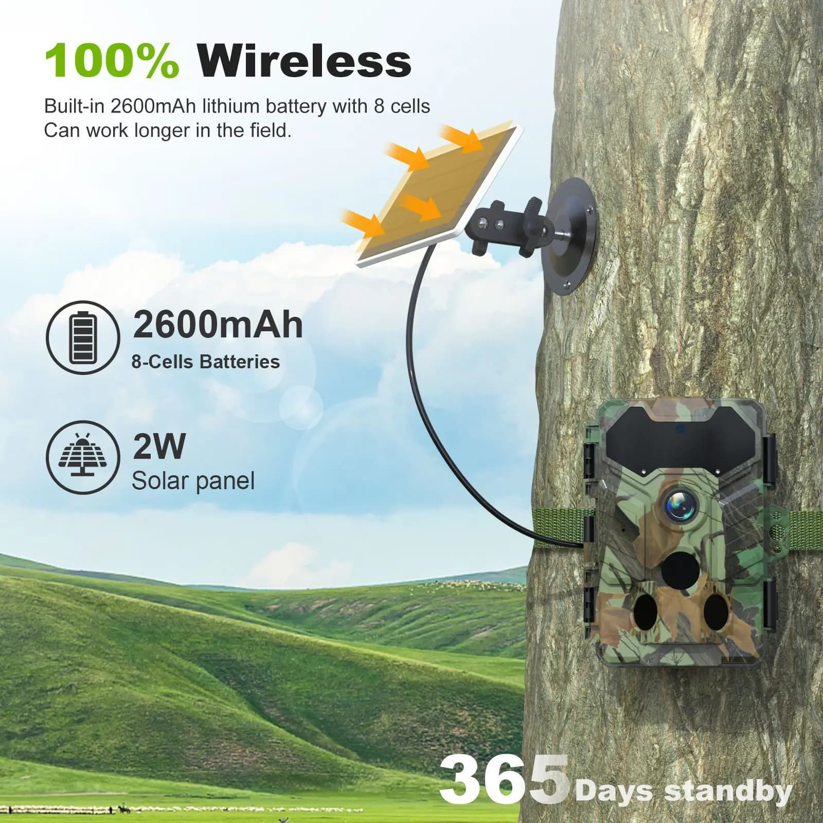 Caméra 4G chasse étanche 8K haute définition solaire batterie 10000mAh faible consommation