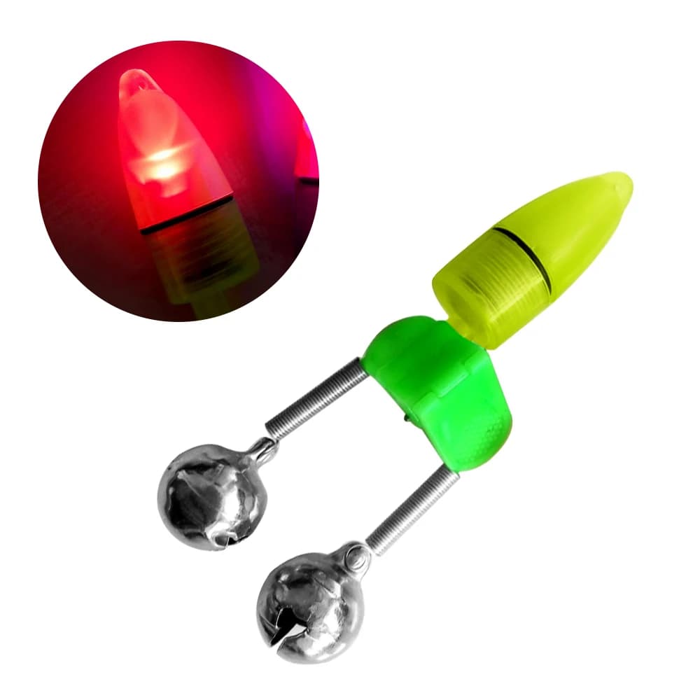 Alarme de touche LED pour pêche de nuit avec 10 lumières et double clochette - Détecteur de touches