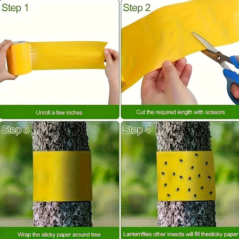 Ruban adhésif double face jaune anti-insectes 5m pour protéger équipement pêche et camping des nuisibles