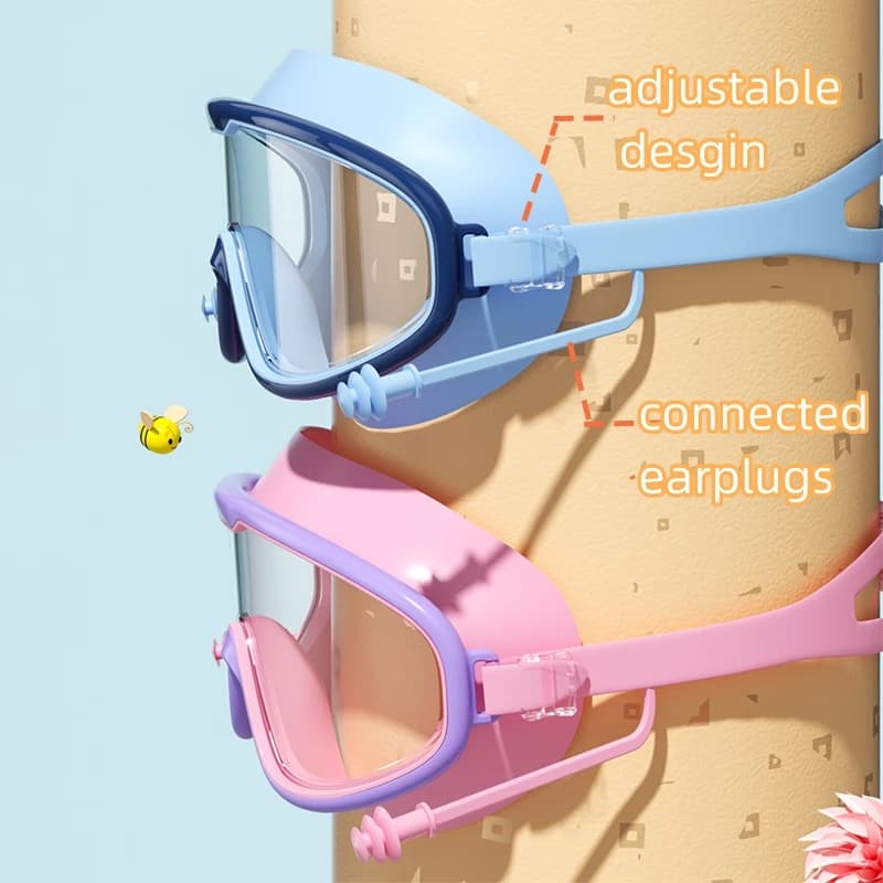 Lunettes de natation enfants grand cadre HD anti-buée étanches - Multi-couleurs garçons filles piscine
