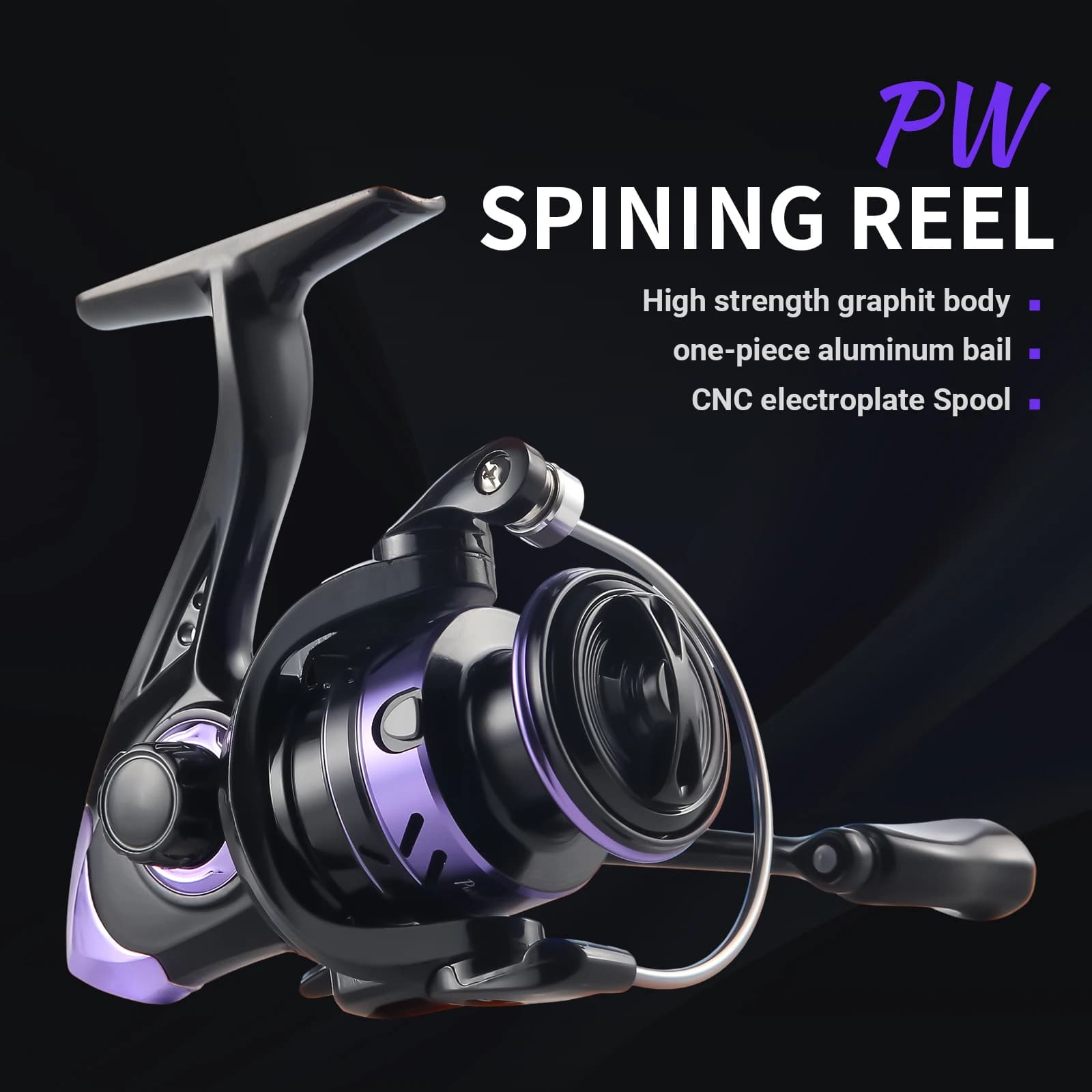 Moulinet spinning HAUT TON PurpleWind 500-7000 ratio 5.2:1 drag 13.2-21.6 pour pêche polyvalente